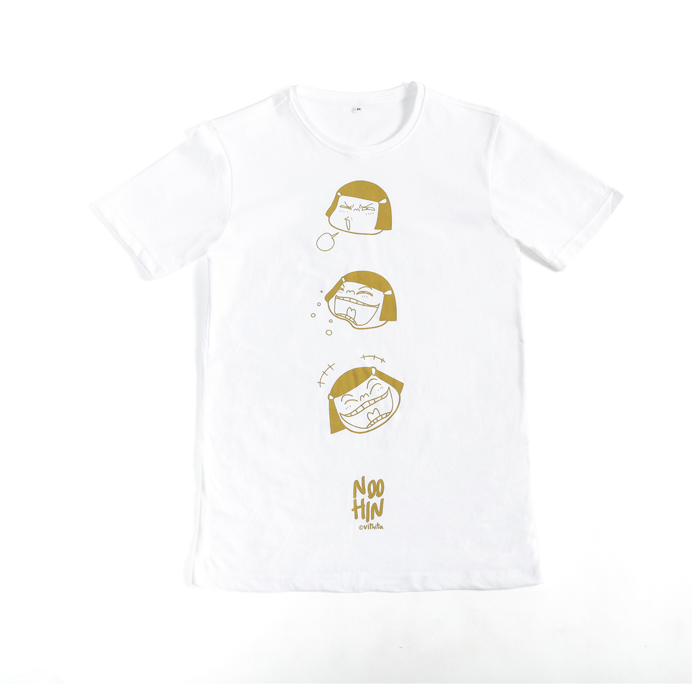 Noo Hin T-shirt: FACE (WHITE) [XL]