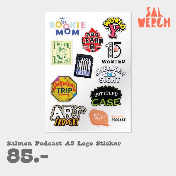 Salmon Podcast A5 Logo Sticker